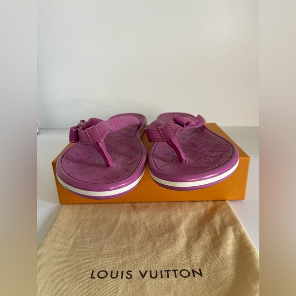 Louis Vuitton Rose Pink Monogram Ipanema Leather Flip Flop Sandals with dust bag - Picture 5 of 12